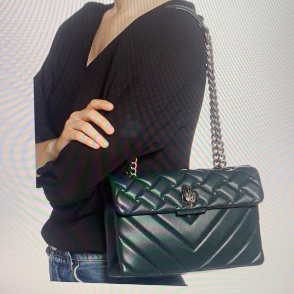 KURT GEIGER LONDON KENSINGTON LEATHER LEATHER SHOULDER BAG IN TEAL - Picture 2 of 14